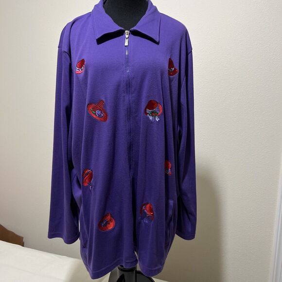 Red Hat Society Full Zip Sweatshirt Cardigan Jacket Purple Embellished - Picture 1 of 13